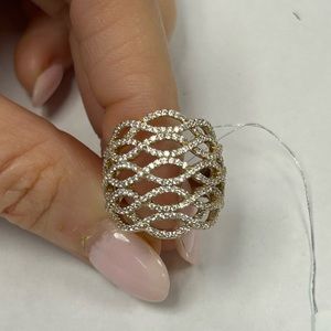 Suzy Levian Yellow Sterling Silver White CZ Ring NWT